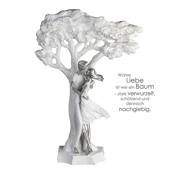 Figurina Love Tree rasina, alb argintiu, 47x32x14 cm