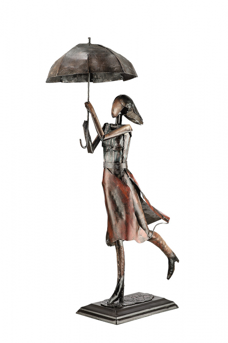 Figurina lucrata manual, PARASOL WOMAN, metal, 70x22x34 cm