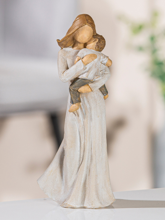 Figurina mama cu copil Connection, compozit, alb, 9x22x7.5 cm