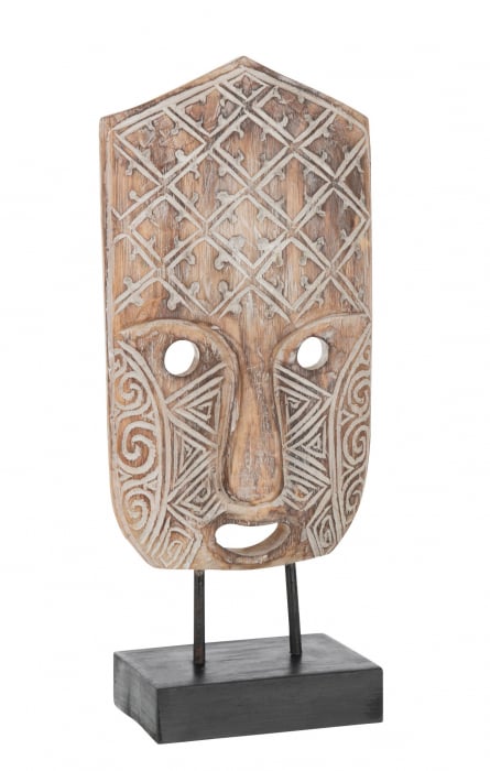 Figurina Mask Primitive On Foot, Lemn, Natural, 17x15x41 cm