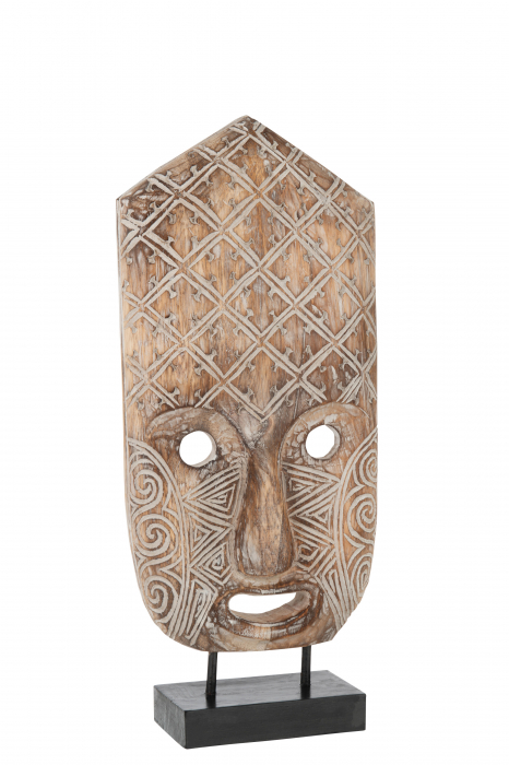Figurina Mask Primitive On Foot, Lemn, Natural, 24.5x12.5x58.5 cm
