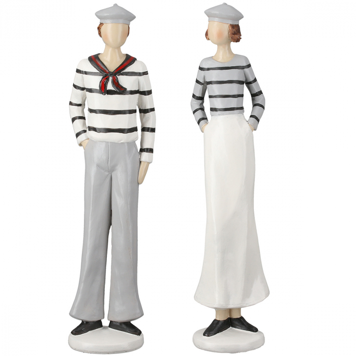 Figurină, Matrose, cu dungi, Rășină sintetică, crem, gri, PU 4, 2 asortate, L. 7 cm, l. 7 cm, H 30 cm [1]