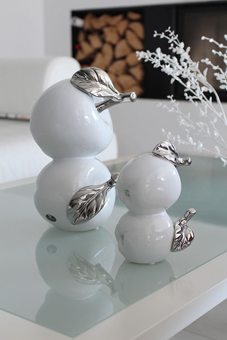 Figurina mere Fruits, ceramica, alb argintiu, 11.5x15.5x8.5 cm