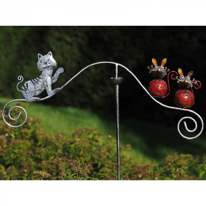 Figurina metal Balance cat and mouse, 135x65x11 cm