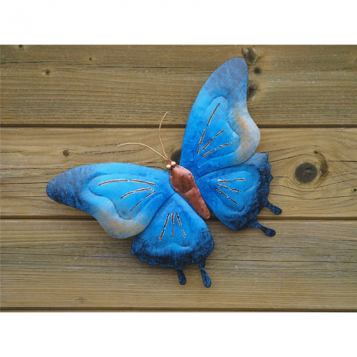 Figurina metal Butterfly blue small, 24x4x32 cm