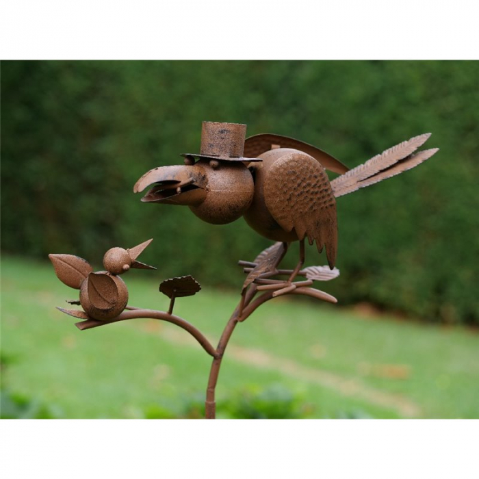 Figurina metal Crow moving head, 130x31x28 cm