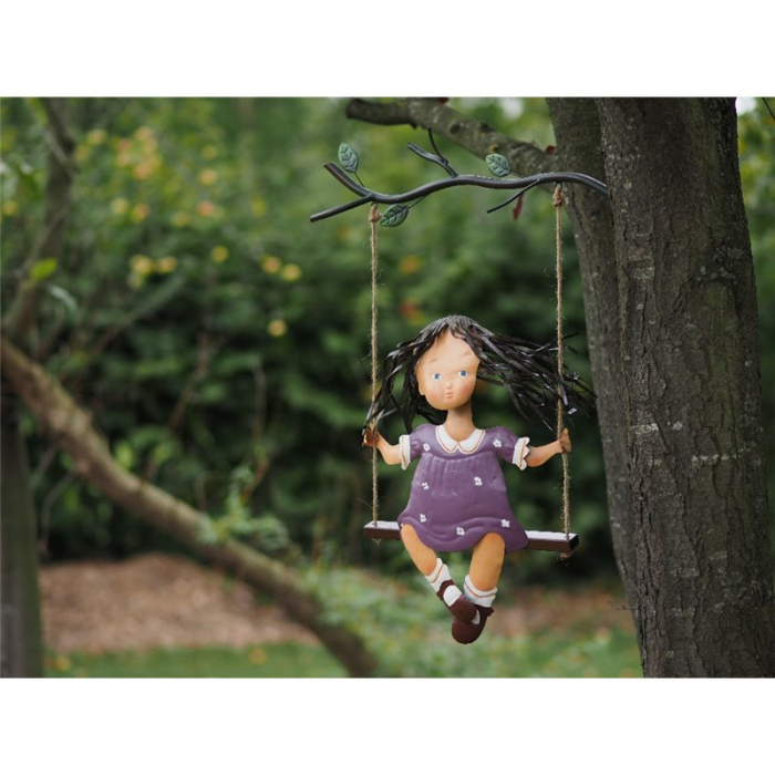 Figurina metal Metal Girl on Swing Hanger, 62x9x44 cm