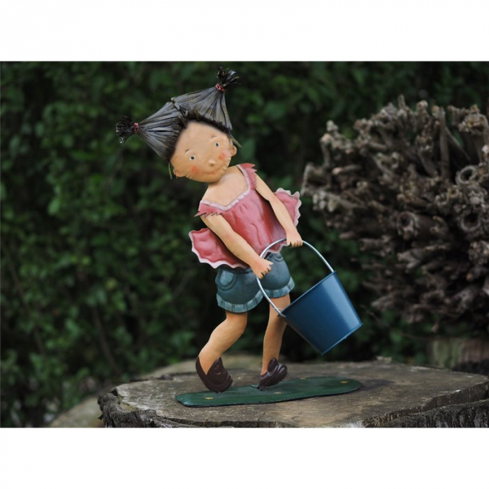 Figurina metal Metal Girl with Pot Decoration, 47x13x36 cm