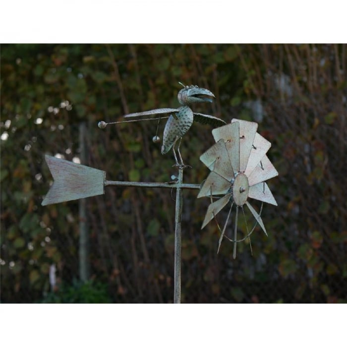 Figurina metal Windmill with bird 2, 147x45x65 cm