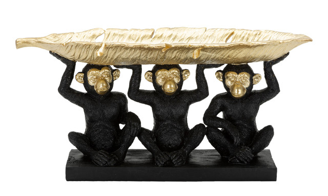 Figurina Monkey, Rasina, Negru/Auriu, 20x43x15.7 cm [2]