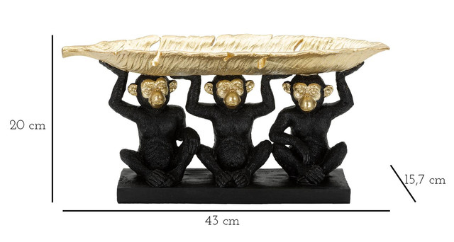Figurina Monkey, Rasina, Negru/Auriu, 20x43x15.7 cm [8]