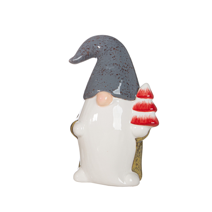 Figurina, Mos Craciun, „Verdo”, motiv brad de Craciun, ceramica, maro, verde, PU 4, 2 asortate, L. 8 cm, l. 12 cm, H 18 cm [2]