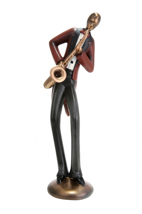 Figurina muzician Saxophonist, rasina, multicolor, 9x9x35 cm