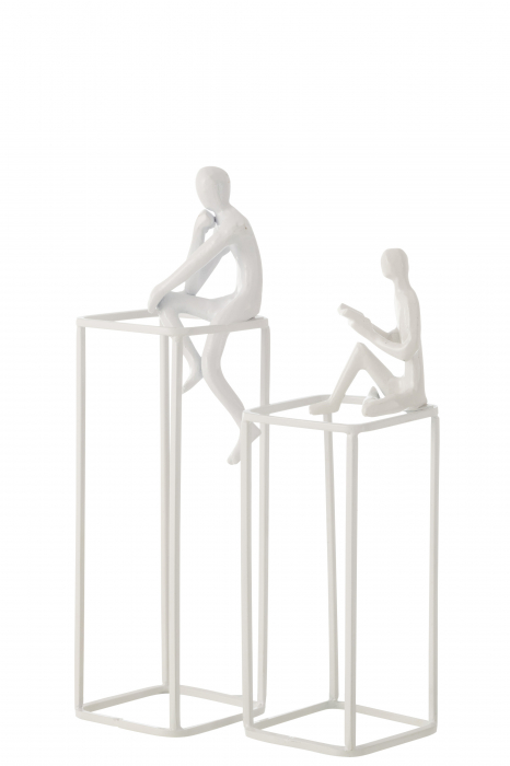 Figurina On Cube, Aluminiu, Alb, 10x10x36 cm [2]