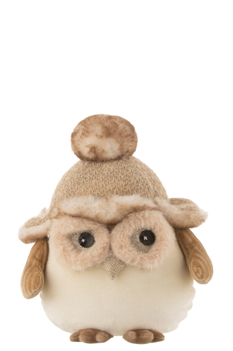 Figurina Owl Standing, Fibre sintetice, Bej, 18x18x21 cm [1]