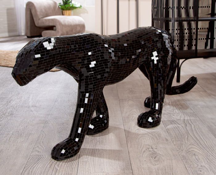 Figurină, Pantera, Black Disco, Fibră de sticlă, Oglindă de sticlă, negru, PU 1, L. 27 cm, L. 116 cm, H. 50 cm [3]
