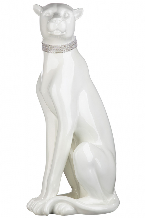 Figurina Panther Sitting, Rasina, Alb, 23x60 cm [5]
