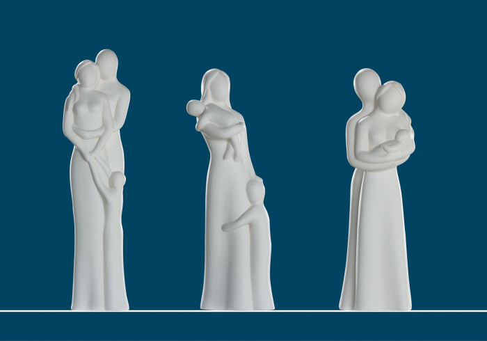 Figurina Parents with baby, ceramica, crem, 32 cm [2]