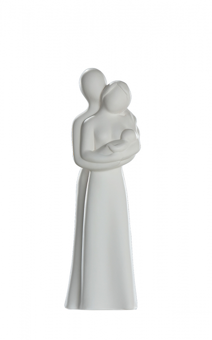 Figurina Parents with baby, ceramica, crem, 32 cm