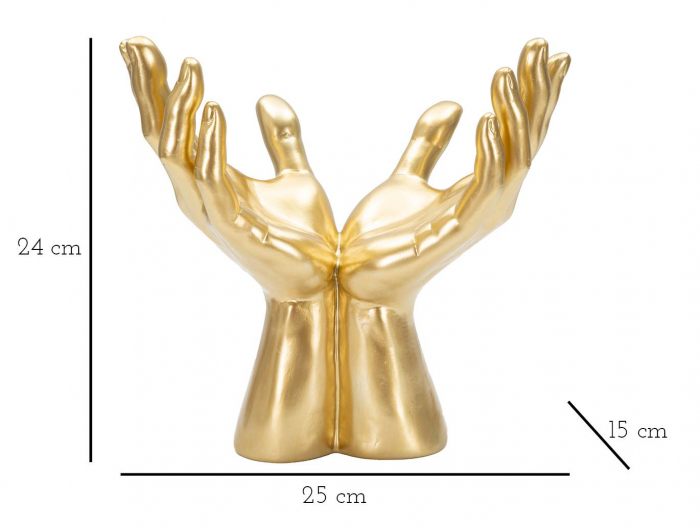 Figurina Peace Hands, Rasina, Auriu, 24x25x15 cm [3]