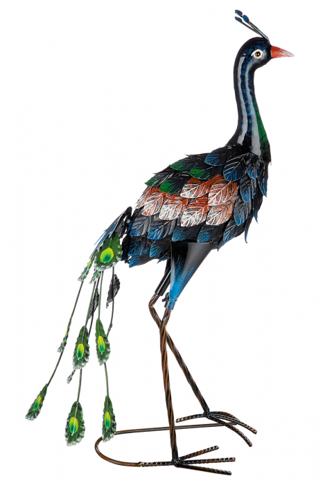 Figurina Peacock, Metal, Multicolor, 24x57x16 cm GILDE