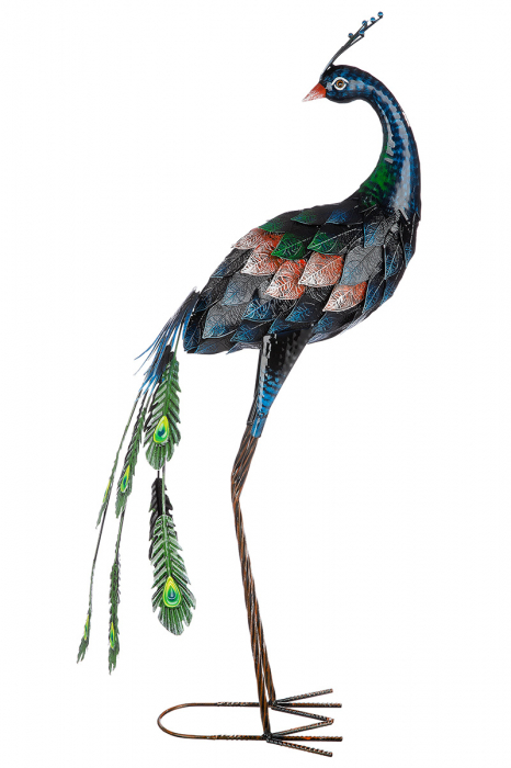 Figurina Peacock, Metal, Multicolor, 33x80x29 cm GILDE