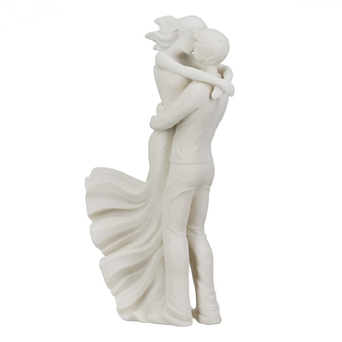 Figurină, Pereche, Cuplu în vânt, Polirășină, albă, PU 1, L. 10 cm, L. 14 cm, H. 30,5 cm [1]