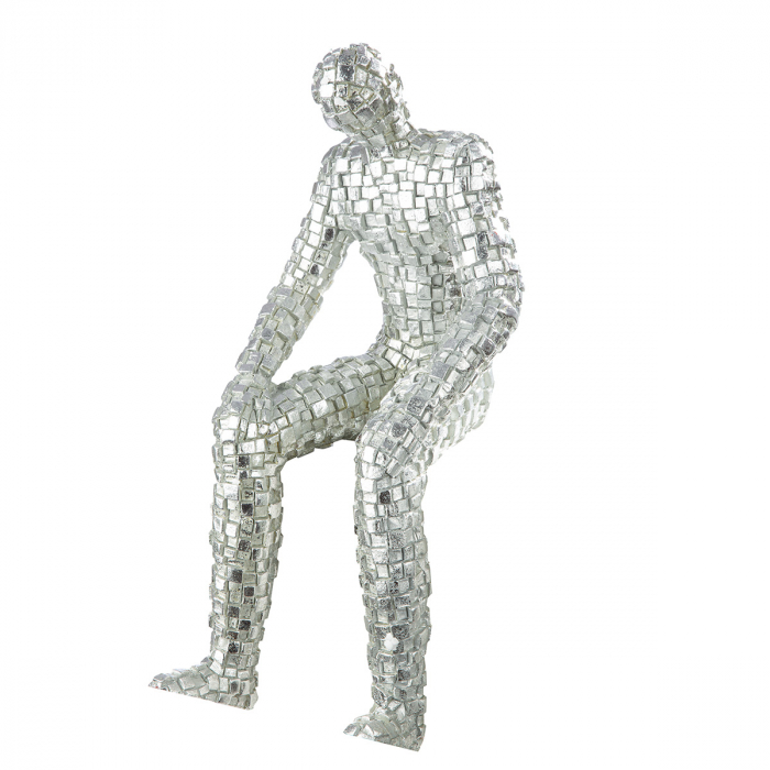 Figurina, Persoană, Cutii, Polirășină, argintiu, PU 2, L. 17 cm, L. 15 cm, H. 35 cm [1]