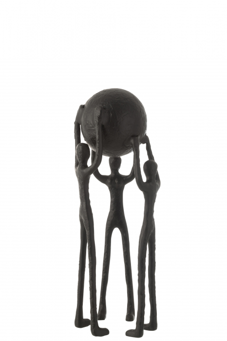 Figurina Person Circle Ball, Aluminiu, Negru, 20x20x48 cm Jolipa