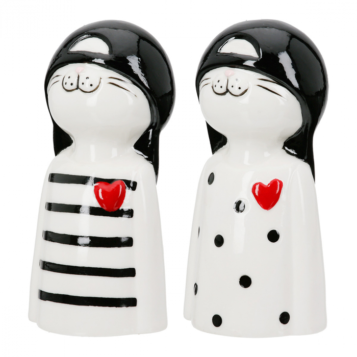 Figurină, Pisică, Cappy, Porțelan, alb, PU 6, 2 buc. asortate, L. 5 cm, L. 5,5 cm, H. 12 cm [1]