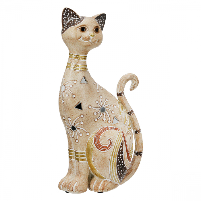 Figurină, Pisică, Kimba, Polirășină, maro deschis, PU 2, L. 8 cm, L. 14 cm, H. 27 cm [1]