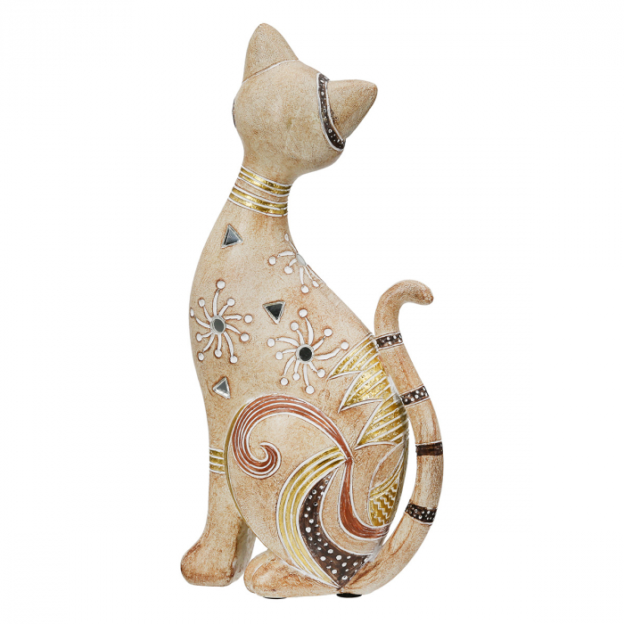 Figurină, Pisică, Kimba, Polirășină, maro deschis, PU 3, L. 10 cm, L. 11 cm, H. 23 cm [2]