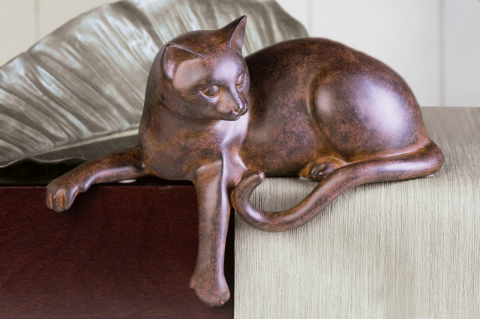 Figurina pisica, rasina, maro, 28 cm