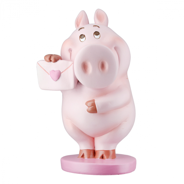 Figurină, Porc, Babe, Polyresin, trandafir, PU 6, 2 buc. asortate, L. 9,5 cm, L. 10,5 cm, H. 16,5 cm [3]