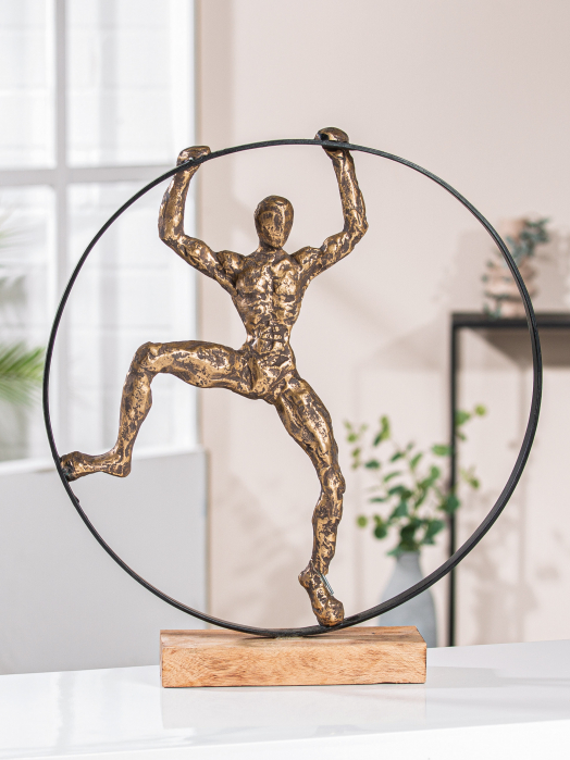 Figurina Pose, aluminiu lemn, auriu, 41x45x9 cm