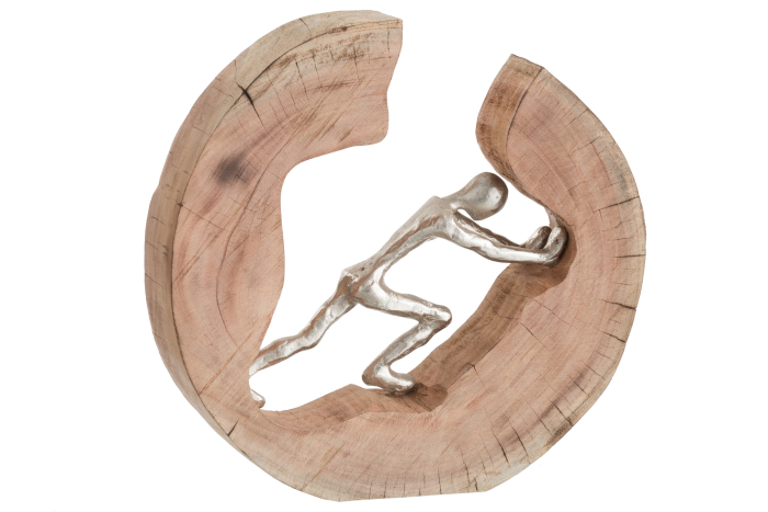 Figurina Pushing, Lemn/Cristal, Negru/Natural, 28x6x26 cm [2]