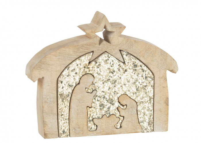 Figurina Puzzle Nativity Scene, Lemn, Natural, 23x17x4.5 cm