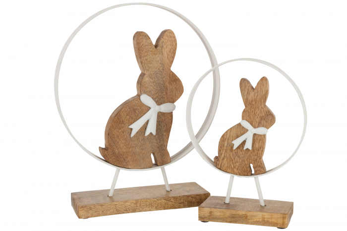 Figurina Rabbit Bow In Round, Lemn, Alb/Natural, 25x2.5x31 cm [2]