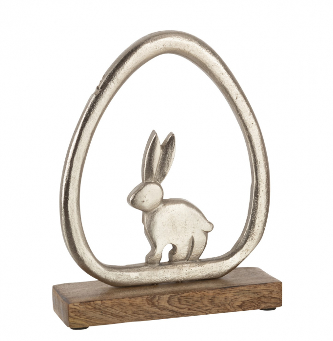 Figurina Rabbit Egg, Aluminiu, Argintiu, 19x4.5x24 cm