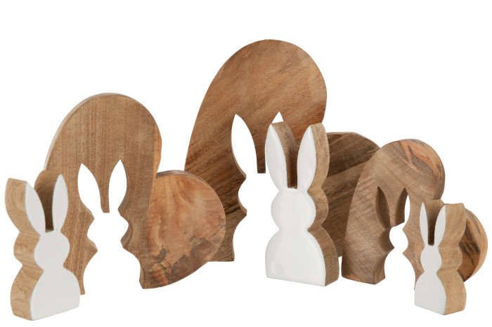 Figurina Rabbit Silhouette Heart, Lemn, Alb/Natural, 22.5x3x22.5 cm [4]