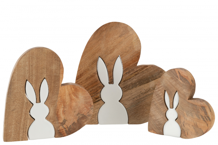 Figurina Rabbit Silhouette Heart, Lemn, Alb/Natural, 22.5x3x22.5 cm [3]