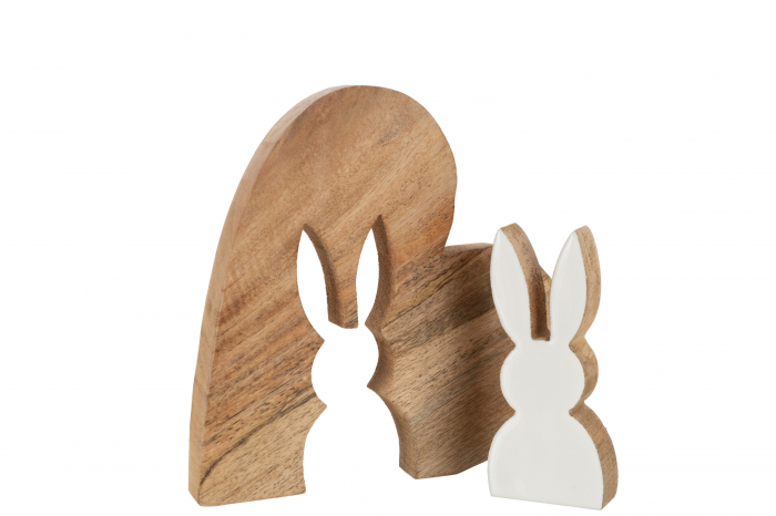 Figurina Rabbit Silhouette Heart, Lemn, Alb/Natural, 22.5x3x22.5 cm [2]