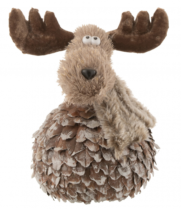 Figurina Reindeer+Scarf Bark, Lemn, Maro, 16x12x23 cm