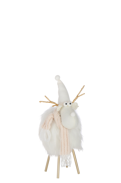 Figurina Ren, Caciula si esarfa, poliester alb/bej, M | L 29X l 25X H 46 cm [1]