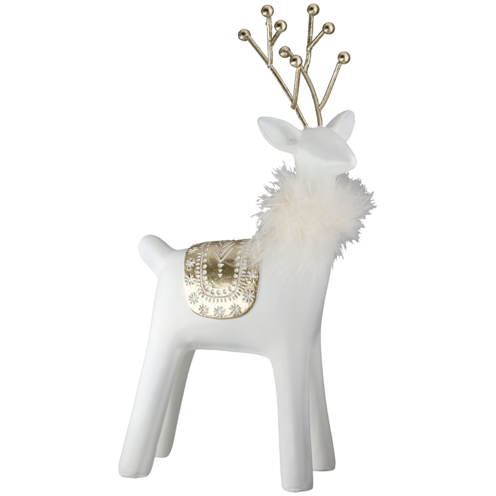 Figurina, Ren, „Roger”, Material textil, alb, auriu, PU 2, 2 asortate, L. 8 cm, L. 18 cm, H 40 cm [2]