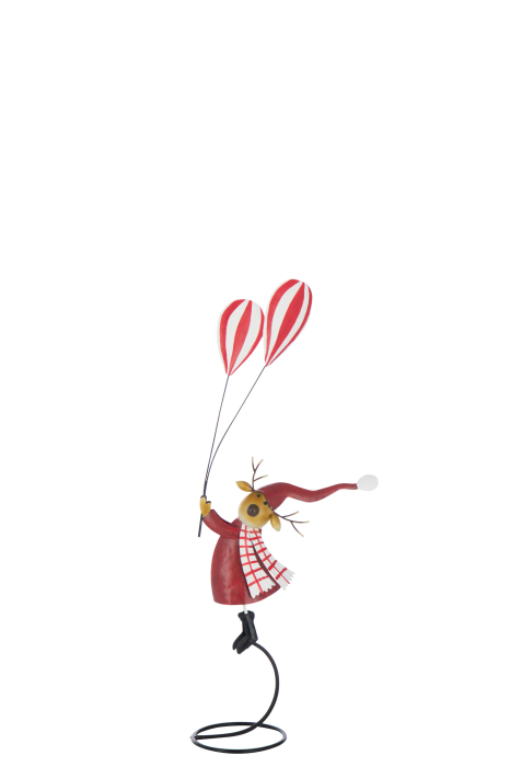 Figurina Reni cu baloane, metal, rosu S | L 20.5X l 11X H 58.5 cm [2]