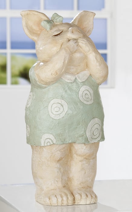 Figurina Rosalie, rasina, bej verde, 14.5x33x11 cm