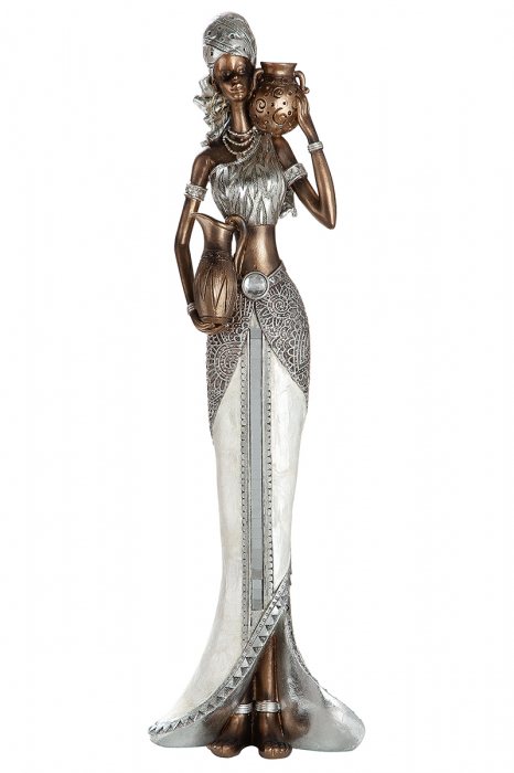 Figurina Sahel, rasina, maro argintiu, 13x8x45 cm