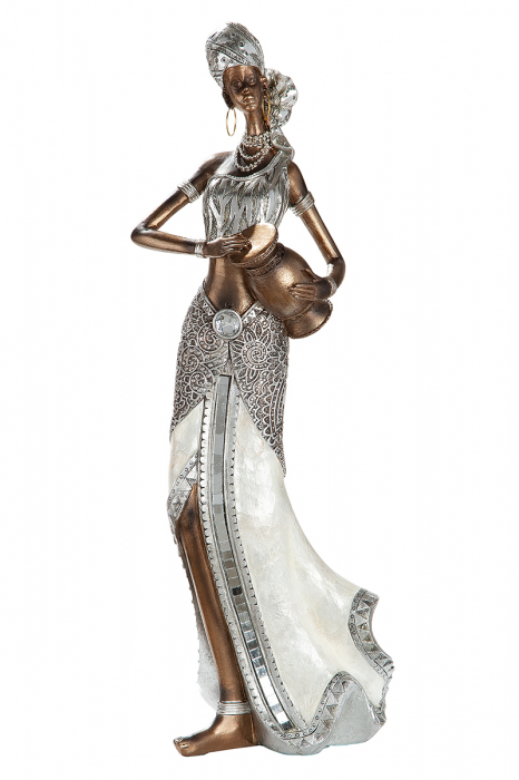 Figurina Sahel, rasina, maro argintiu, 14x11x38 cm