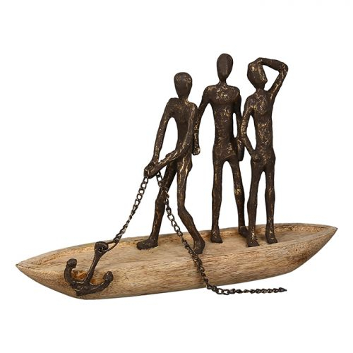 Figurina sail away, lemn aluminiu, maro bronz, 6x30x21 cm GILDE imagine 2022 by aka-home.ro